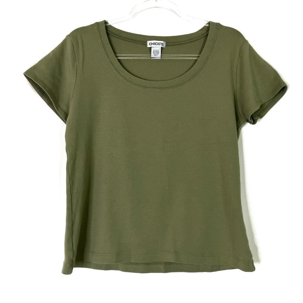 Chico's | Vintage Olive Green Tee Shirt Cotton Chicos 2/US Large
